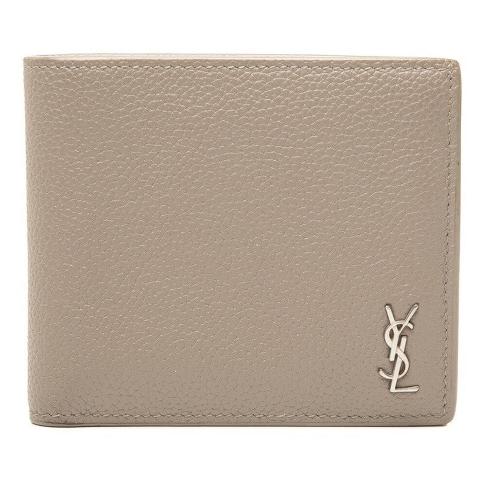 Saint Laurent Leather Tiny Cassandra YSL Logo Bifold Wallet Beige